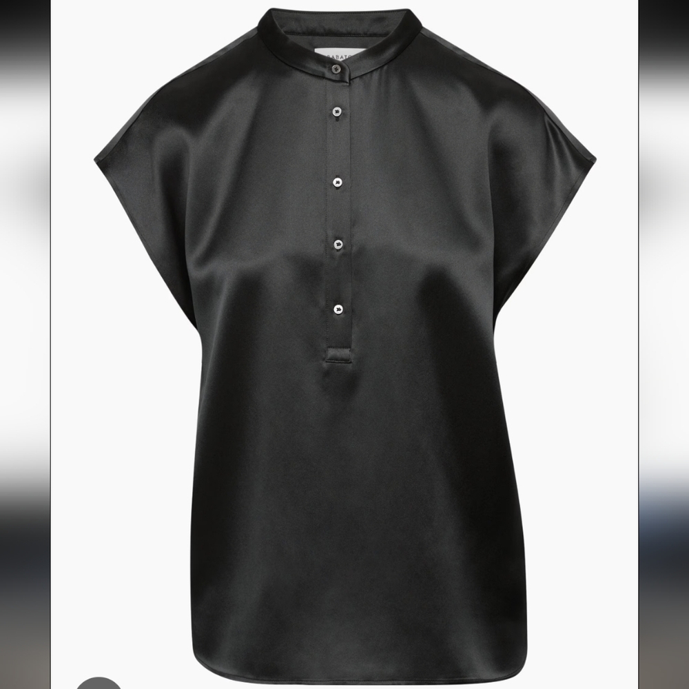 Babaton Aritzia Vivid Silk Blouse | Medium | Black